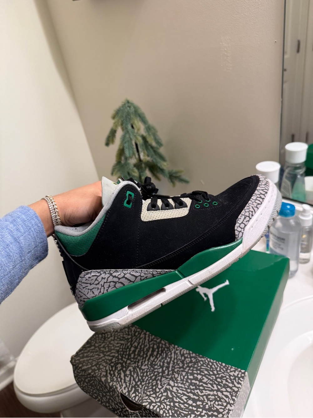 Jordan Black with Green Interior Low-Top Sneaker